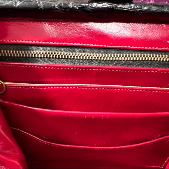 Vintage BASS Alligator Crocodile Handbag with Lipstick Red Leather interior! - Picture 9 of 10